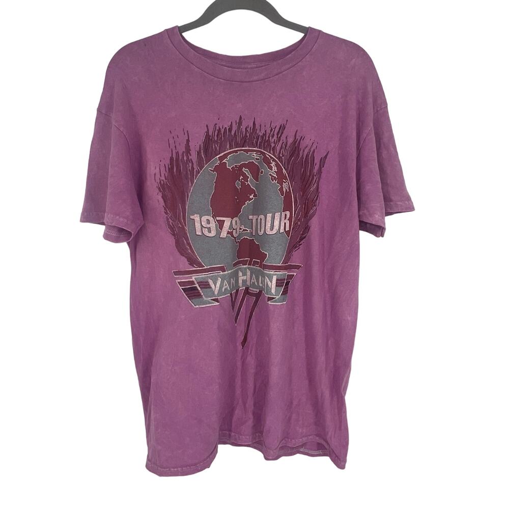 Officially Licensed Van Halen‎ 1979 Tour T-Shirt Pink Acid Wash Large NWOT